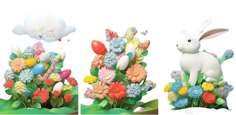 装饰图片,节日元素,兔子PNG,婚礼免抠素材